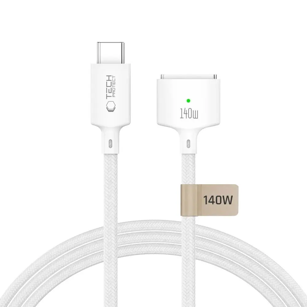 Tech-Protect MMC01 UltraBoost Magnetický kabel USB-C - MagSafe 3 pro MacBook, 140 W, 2 m, bílý