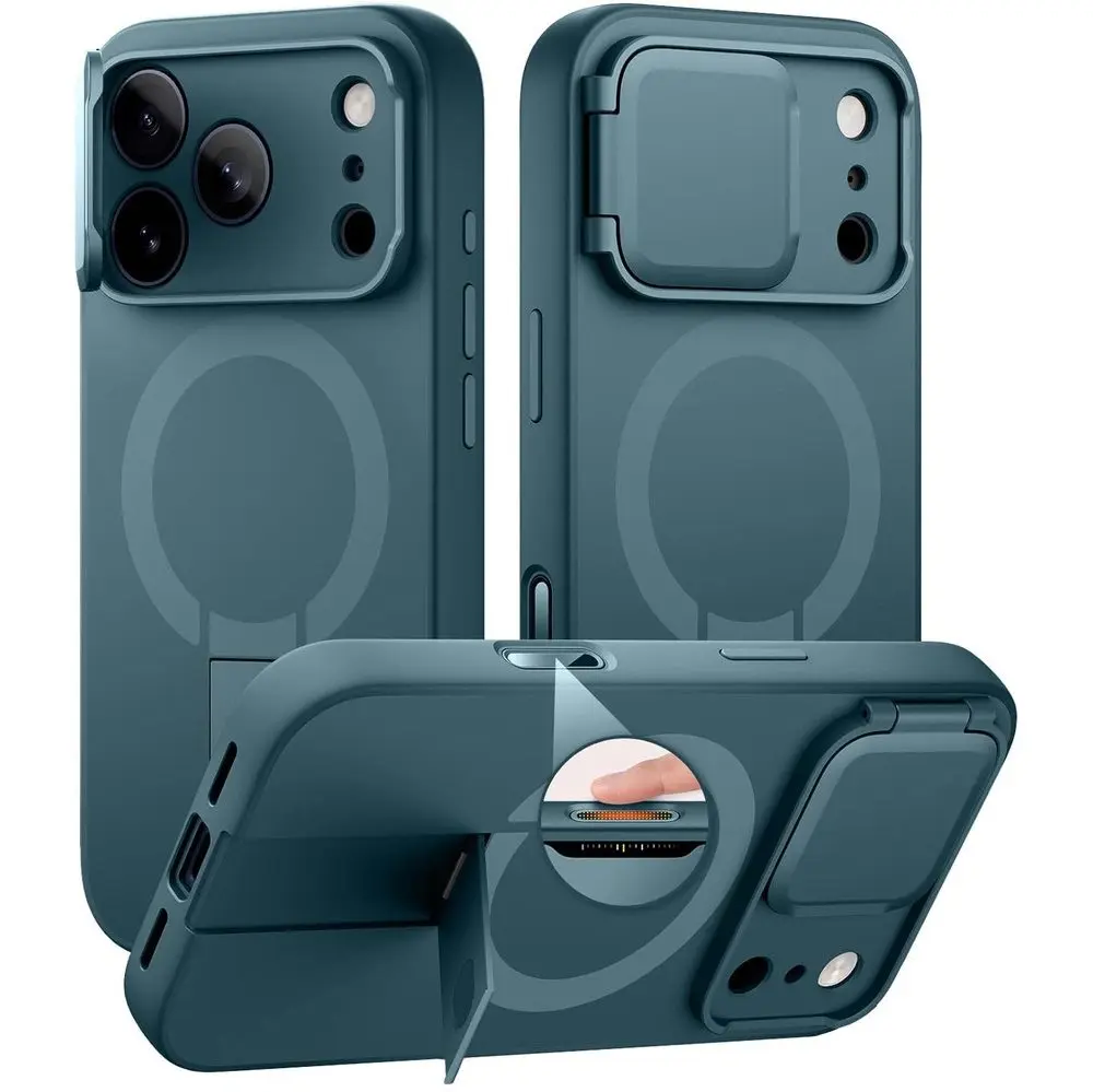 Suritch MagSafe Kickstand Camprotector obal iPhone 17 Pro Max, tmavě zelený