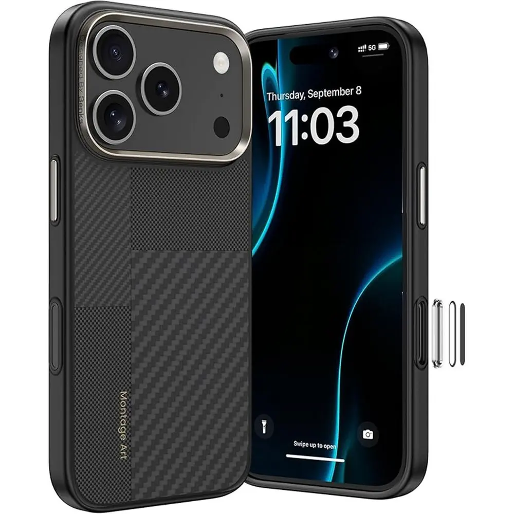 Zadní kryt Benks Montage Magnetic Armor Pro Kevlar Metal Frame 600D+1500D (MA70) pro iPhone 17 Pro Max black