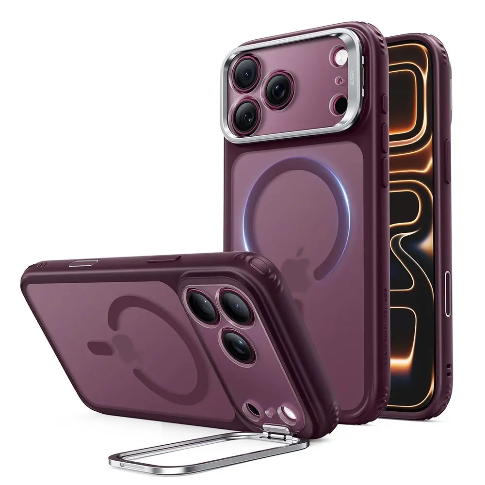 ESR - Classic Hybrid HaloLock Kickstand kryt se stojanem pro iPhone 18 Pro Max / iPhone 17 Pro Max - matný tmavě bordó