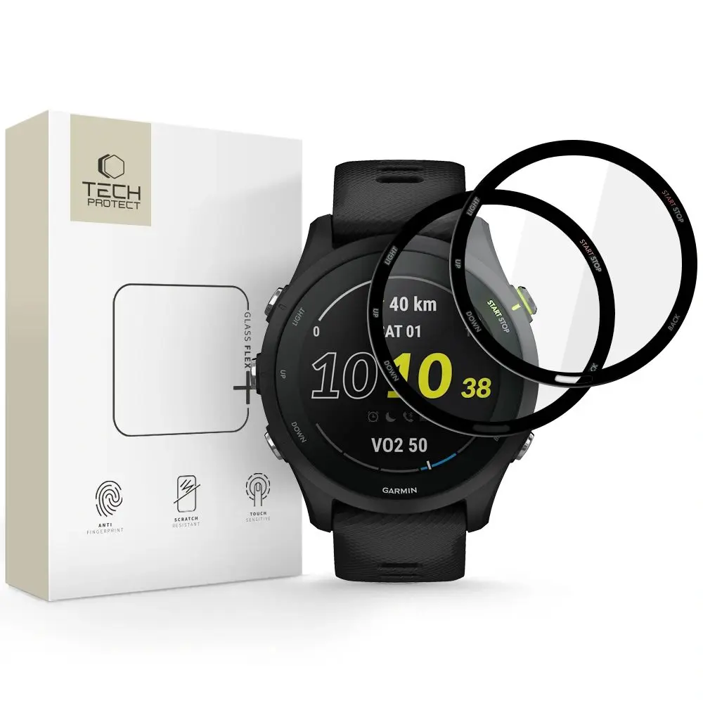 Tech-Protect Glass Flex+, Garmin Forerunner 255 / 255 Music, černé, 2 kusy