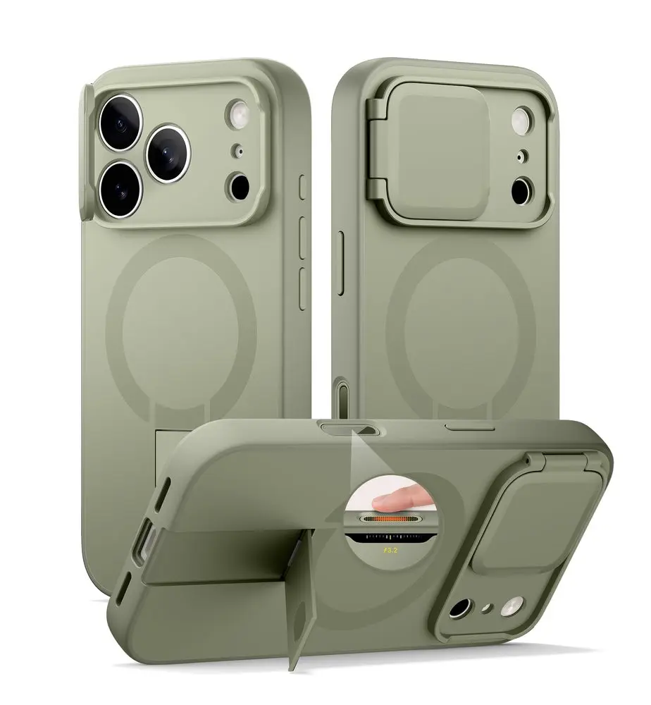 Suritch MagSafe Kickstand Camprotector obal iPhone 17 Pro, zelený