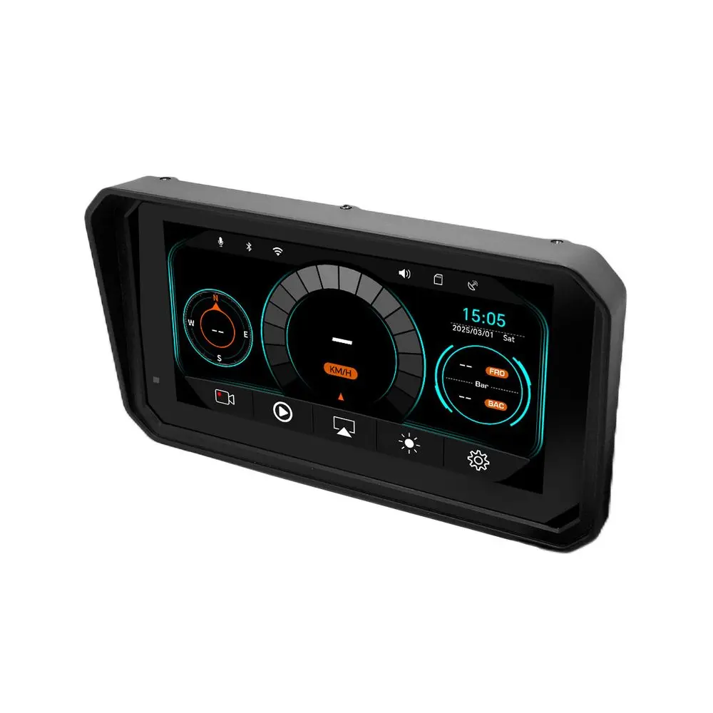 Motocyklový displej 6" s přední a zadní kamerou, GPS a TPMS a bezdrátovým Apple CarPlay a Android Auto