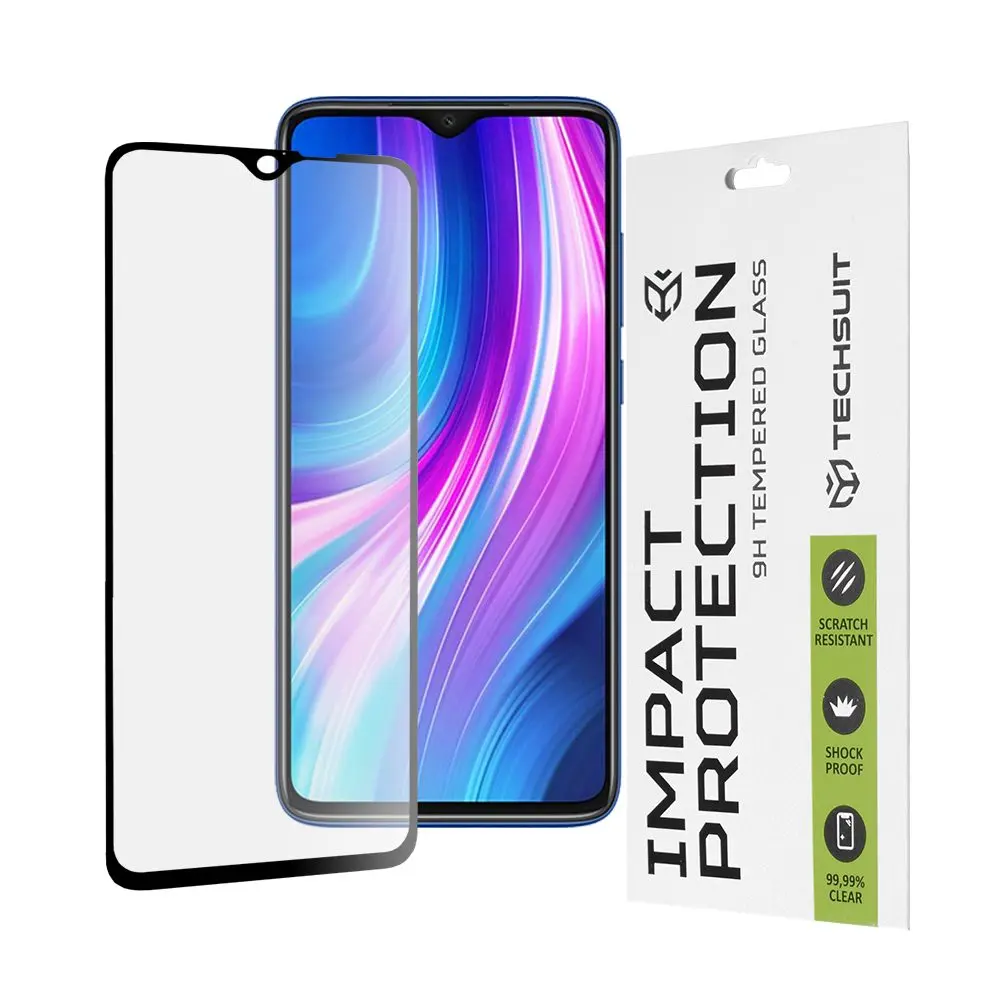 Techsuit 111D Full Cover / Full Glue Glass tvrzené sklo pro Xiaomi Redmi Note 8 Pro – černé (Black)