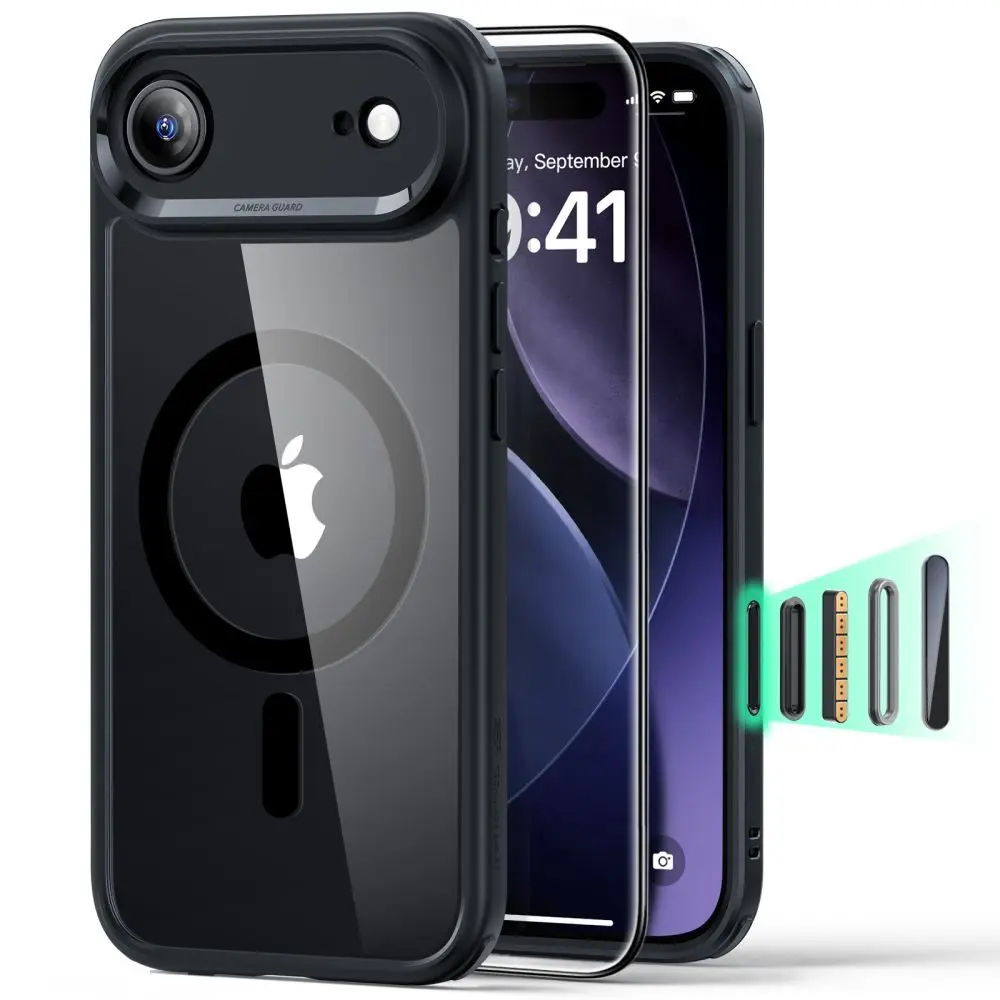 ESR Classic Hybrid HaloLock s ochranným sklem iPhone 17 Air černá průhledná