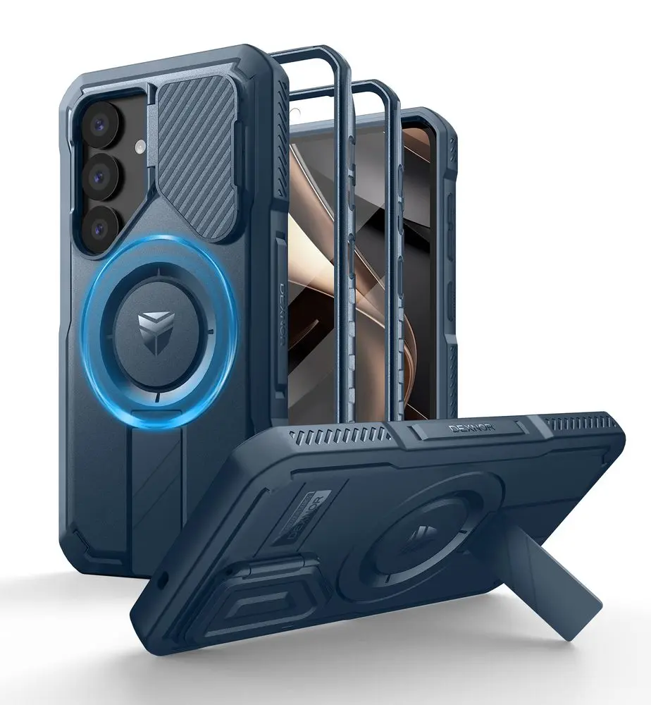 Dexnor MagSafe 360 Kickstand Camprotector obal Samsung Galaxy S25, modrý