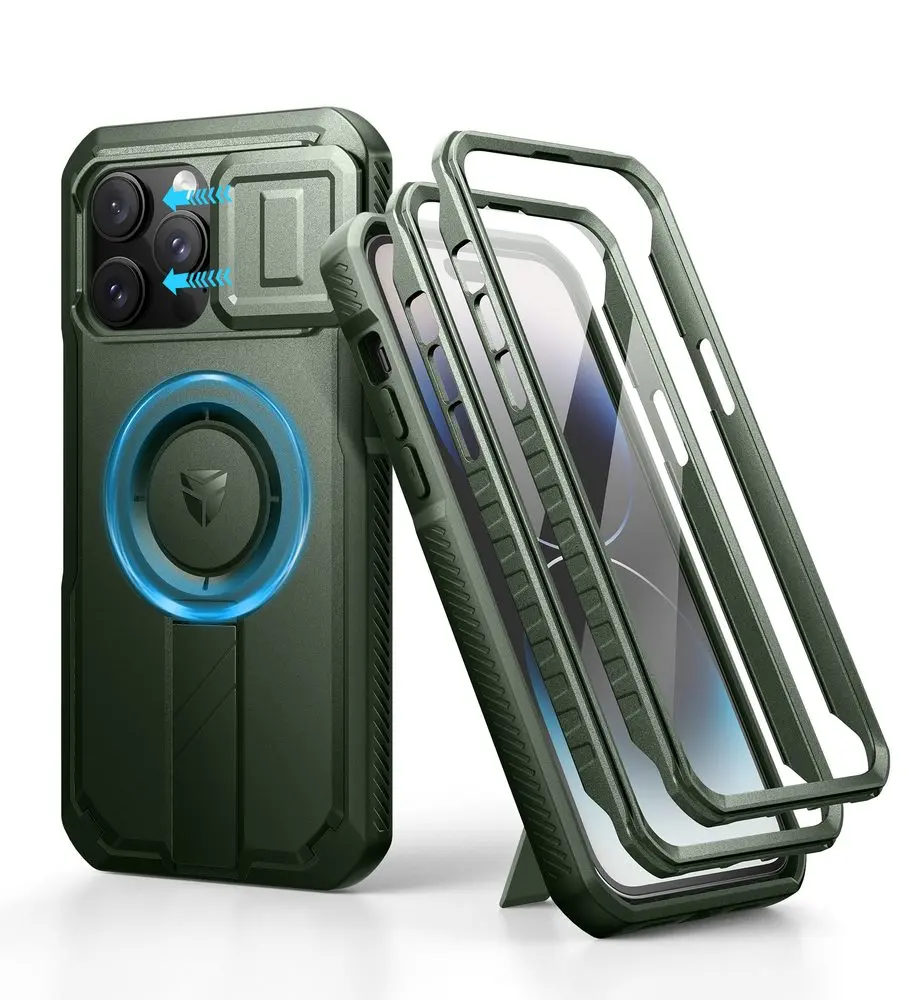 Dexnor MagSafe 360 Kickstand Camprotector obal iPhone 14 Pro Max, zelený