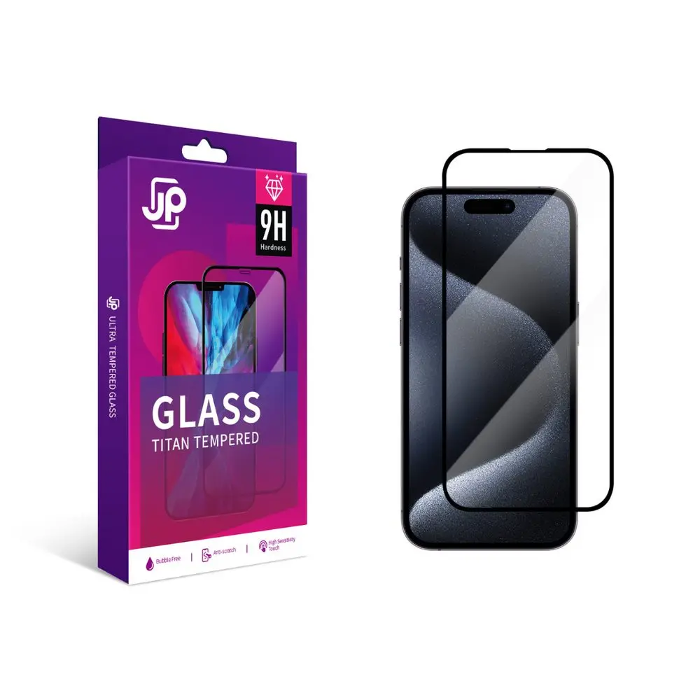 JP Titan extra odolné tvrzené sklo, iPhone 15 Pro Max, černé