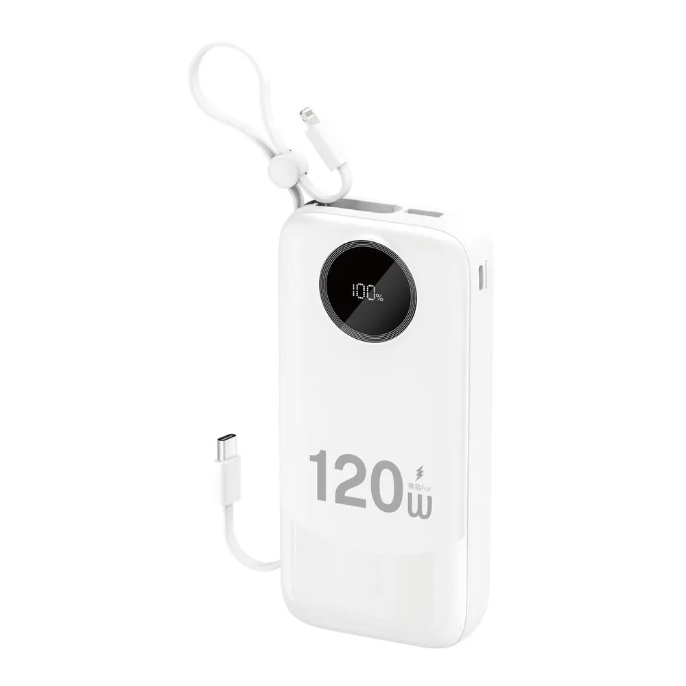 Dudao K13Pro 20000mAh Powerbanka s vestavěným kabelem, bílá