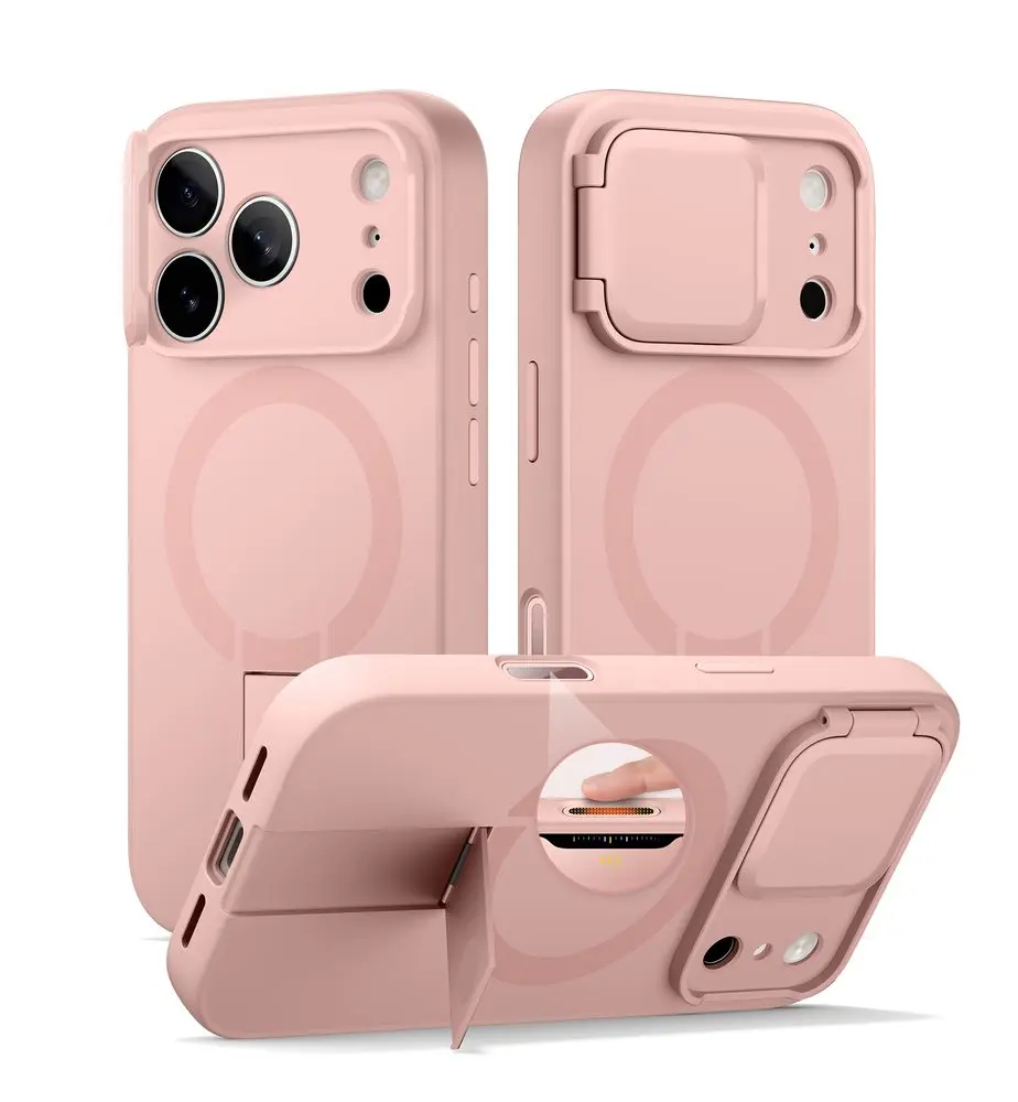 Suritch MagSafe Kickstand Camprotector obal iPhone 17 Pro, růžový
