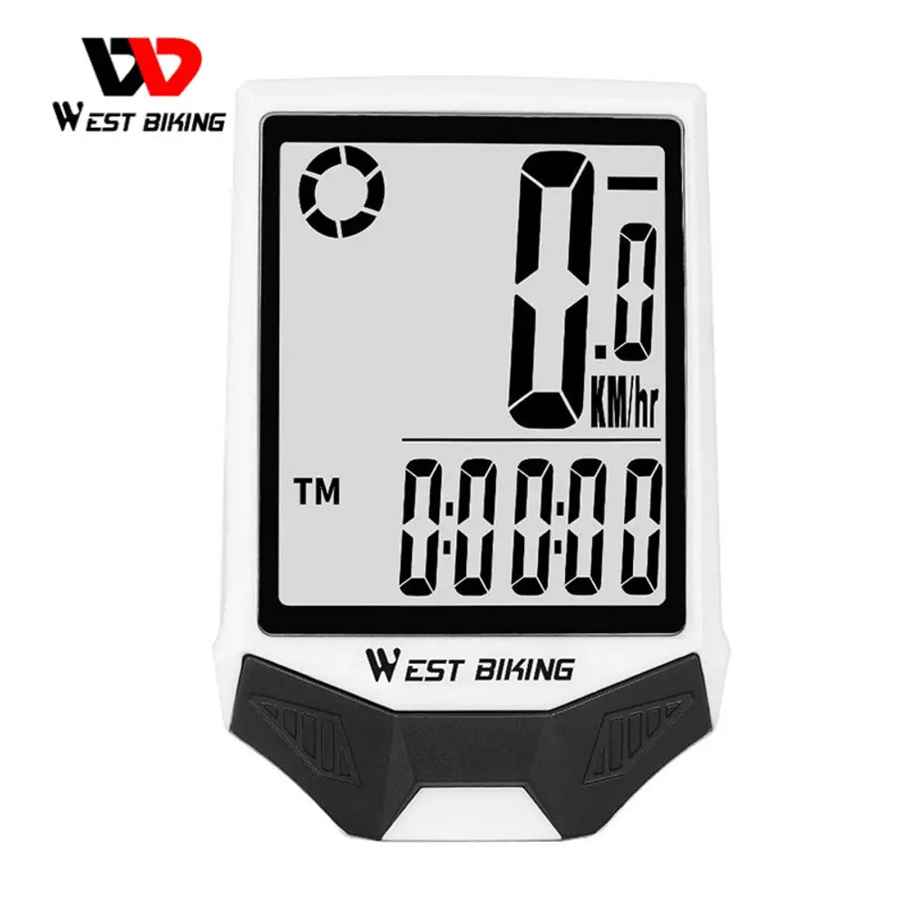 West Biking Bezdrátový cyklocomputer s velkým displejem a podsvícením (IPX6), bílý