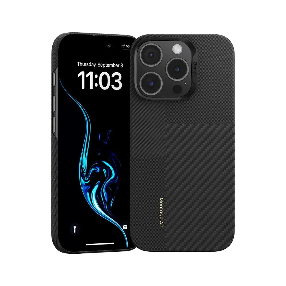 Zadní kryt Benks Montage Magnetic Armor Air Kevlar PC Frame 600D+1500D (MB65) pro iPhone 16 Pro black