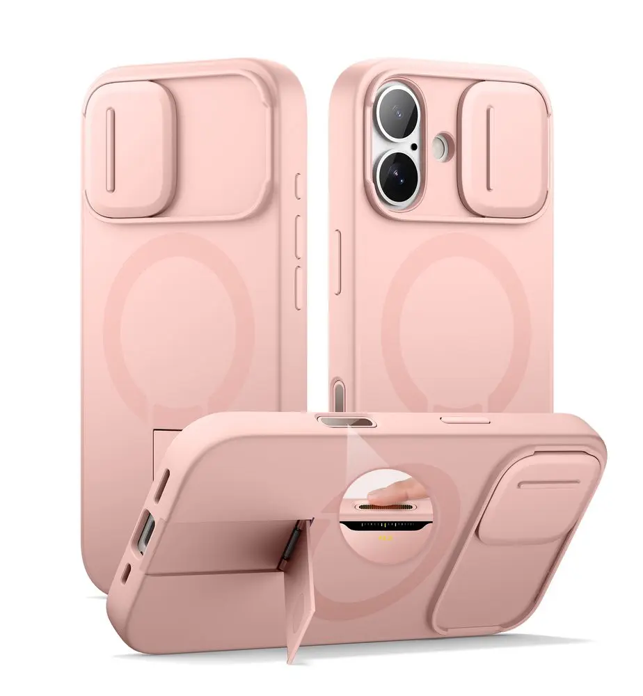 Suritch MagSafe Kickstand Camprotector obal iPhone 17, růžový