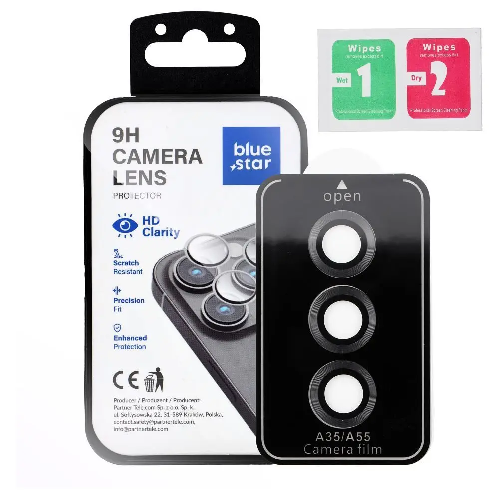 BlueStar Easy Install sklo na fotoaparát, Samsung Galaxy A55, černé