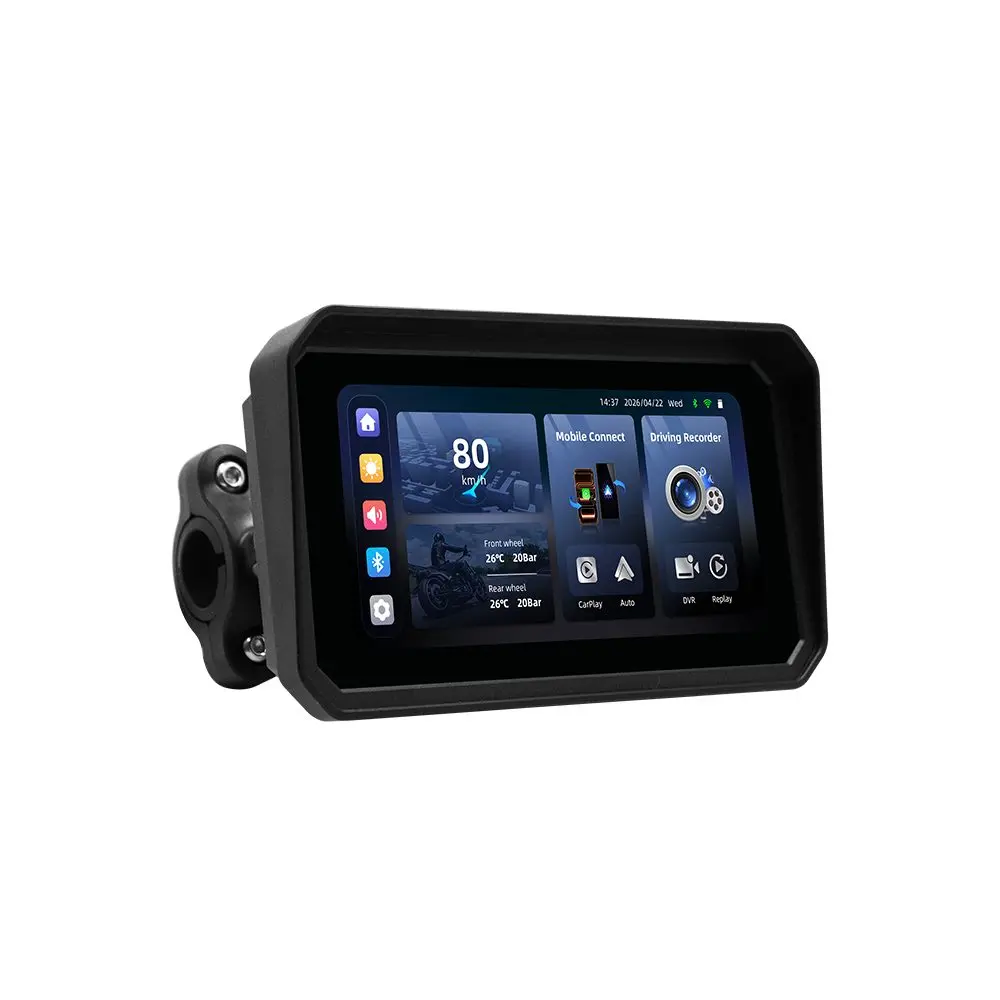 Motocyklový displej 6,25" s bezdrátovým Apple CarPlay, Android Auto, DVR kamerami a TPMS