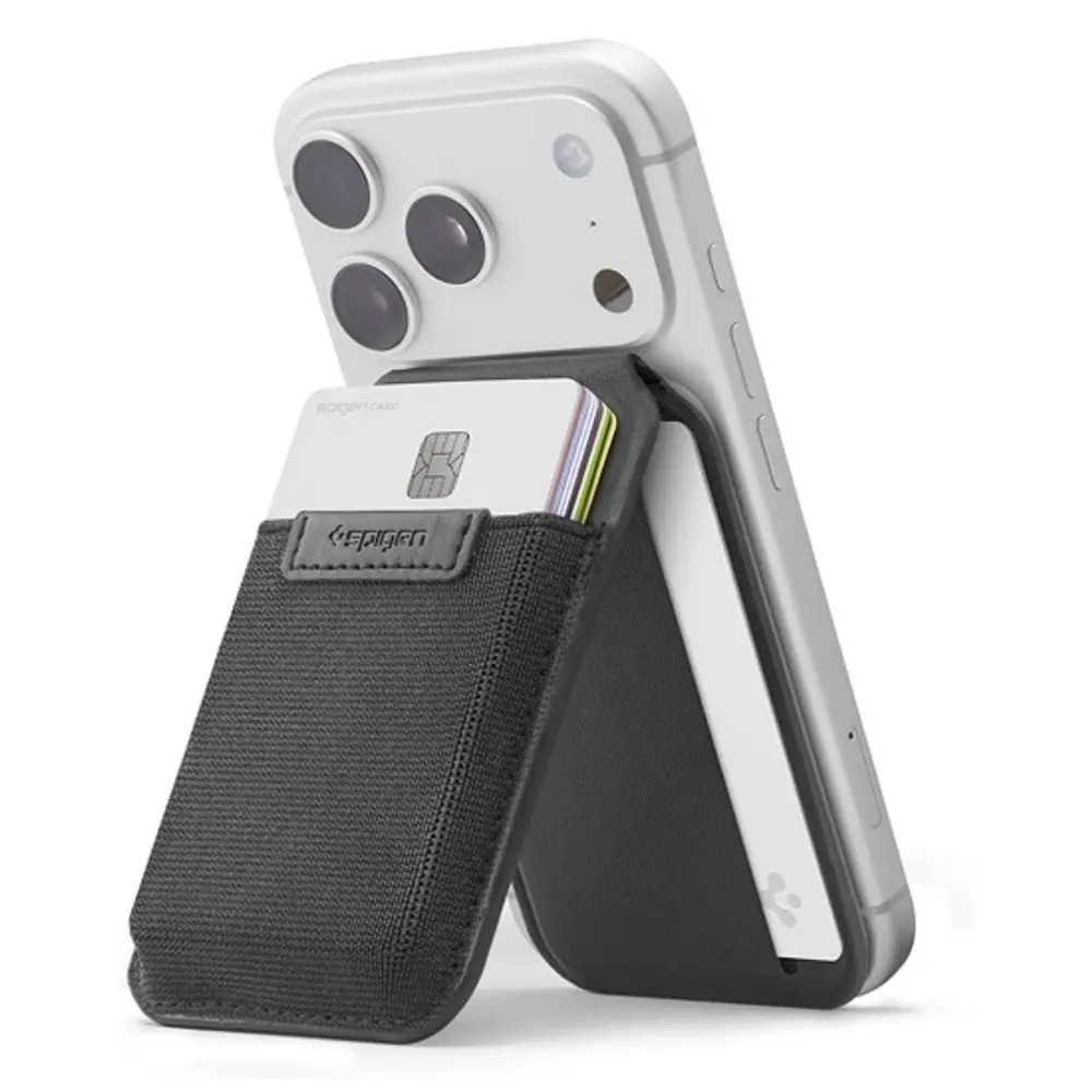 Peněženka a stojánek Spigen Slim Fold S314-4 MagSafe na 12 karet černý