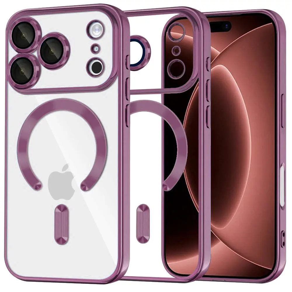 Techsuit - Luxury Crystal MagSafe kryt pro iPhone 18 Pro Max / iPhone 17 Pro Max - tmavý třešňový