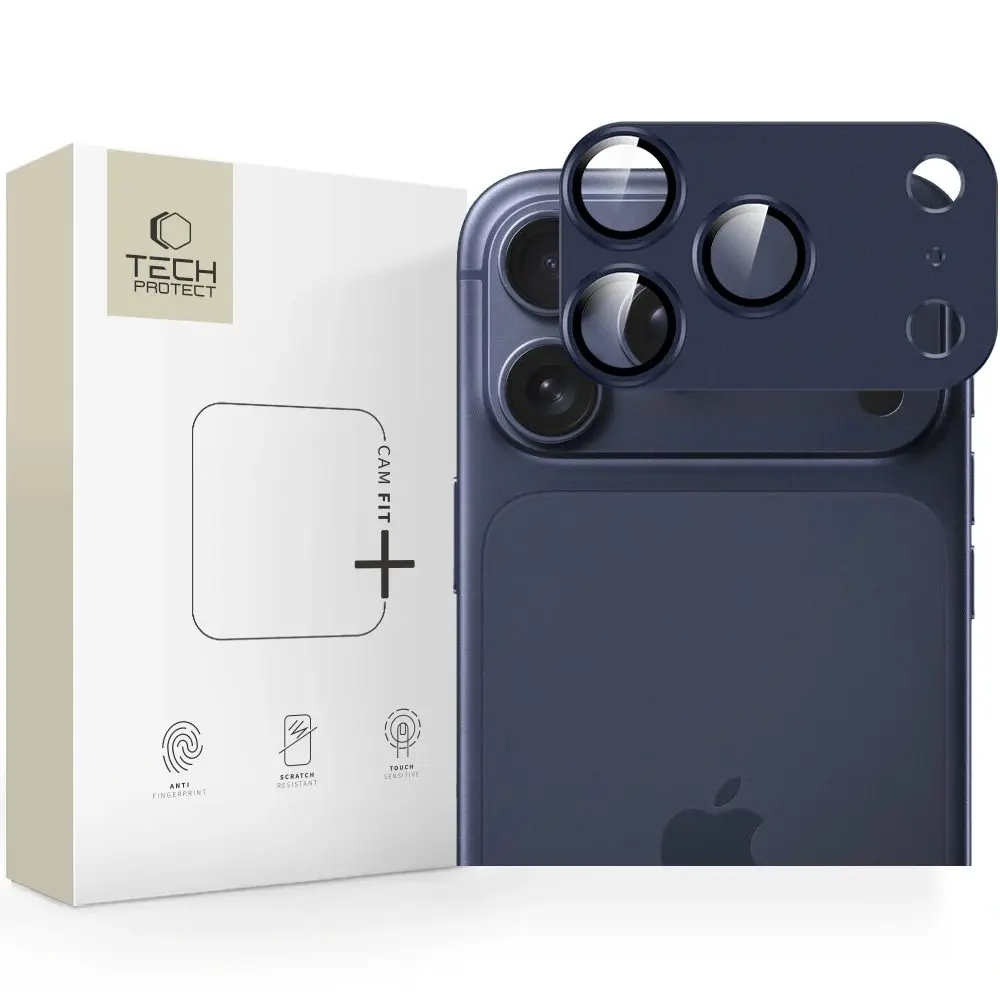 Tech-Protect CamFull Fit+, sklíčko pro čočku fotoaparátu, iPhone 17 Pro, tmavě modré