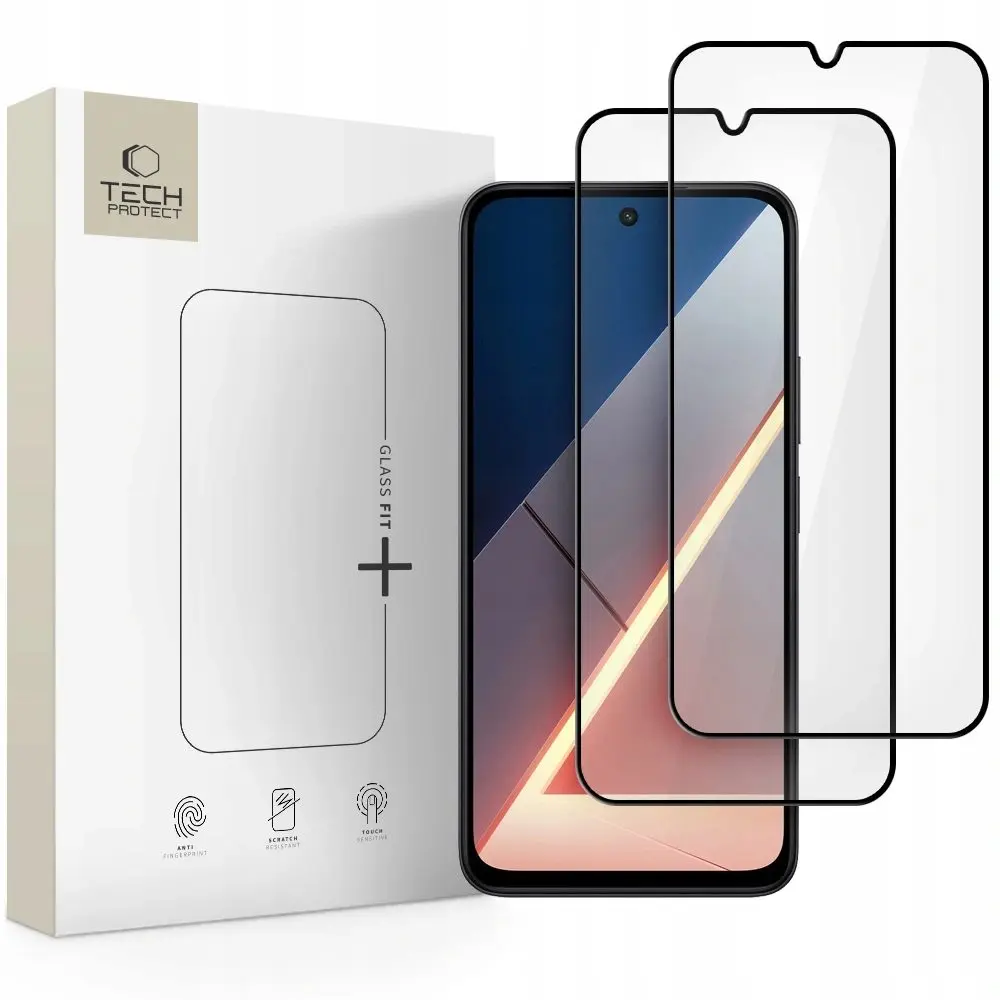 Tech-Protect Tvrzené sklo Fit+ Xiaomi Poco M7, černé, 2 kusy