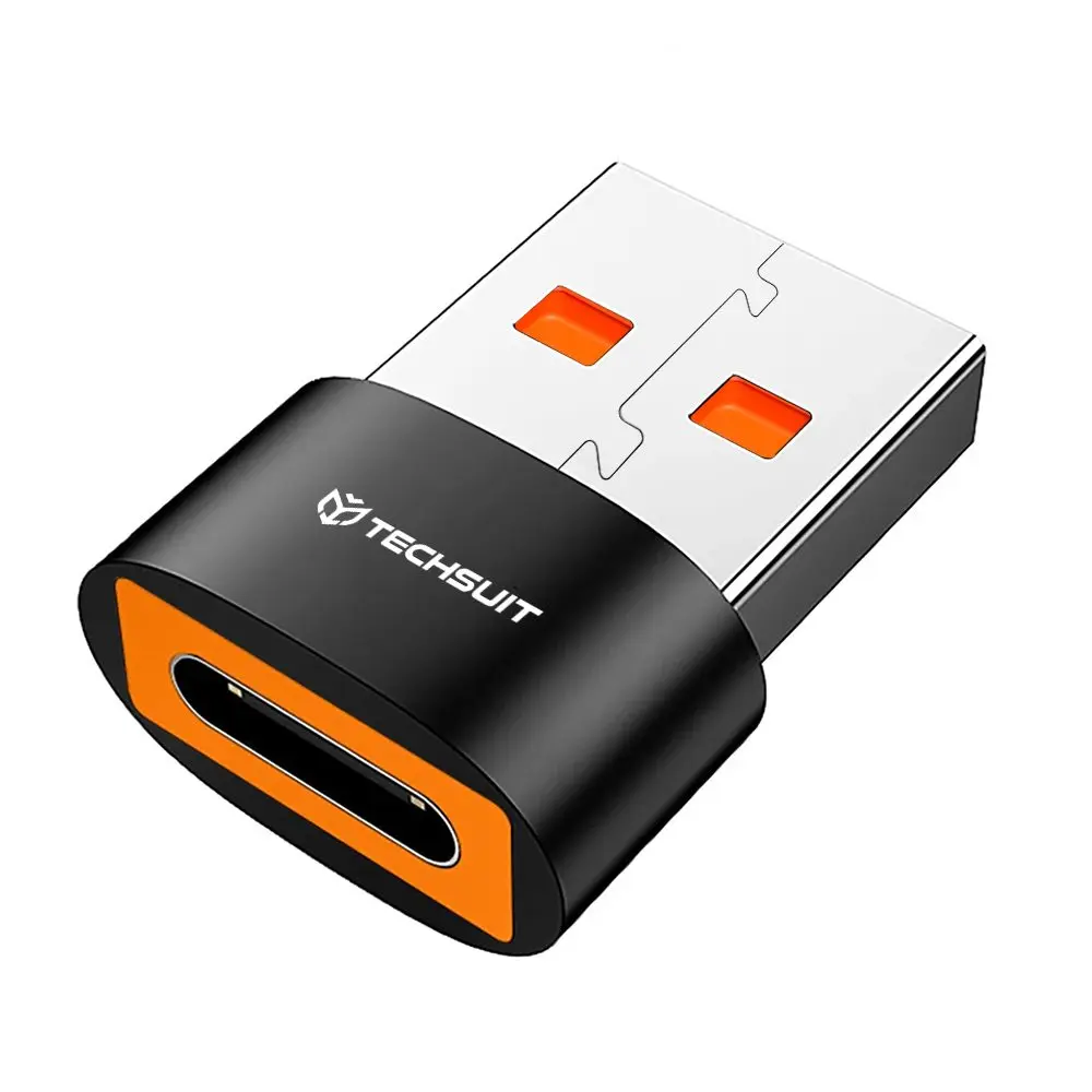 Techsuit Premium OTG Adaptér HyperPort (A4) Type-C na USB 5Gbps 6A 120W pro telefon černá oranžová