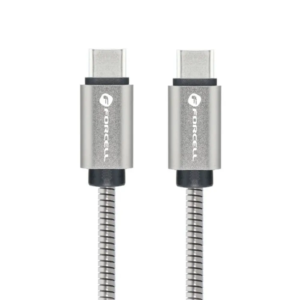 Forcell F-Energy kabel USB-C - USB-C, QC4.0, PD, 5A, 100W, 2 m, stříbrný
