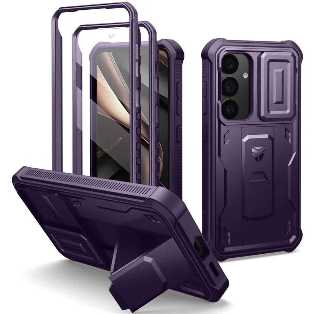 Dexnor 360 Kickstand Camprotector obal Samsung Galaxy S25, fialový