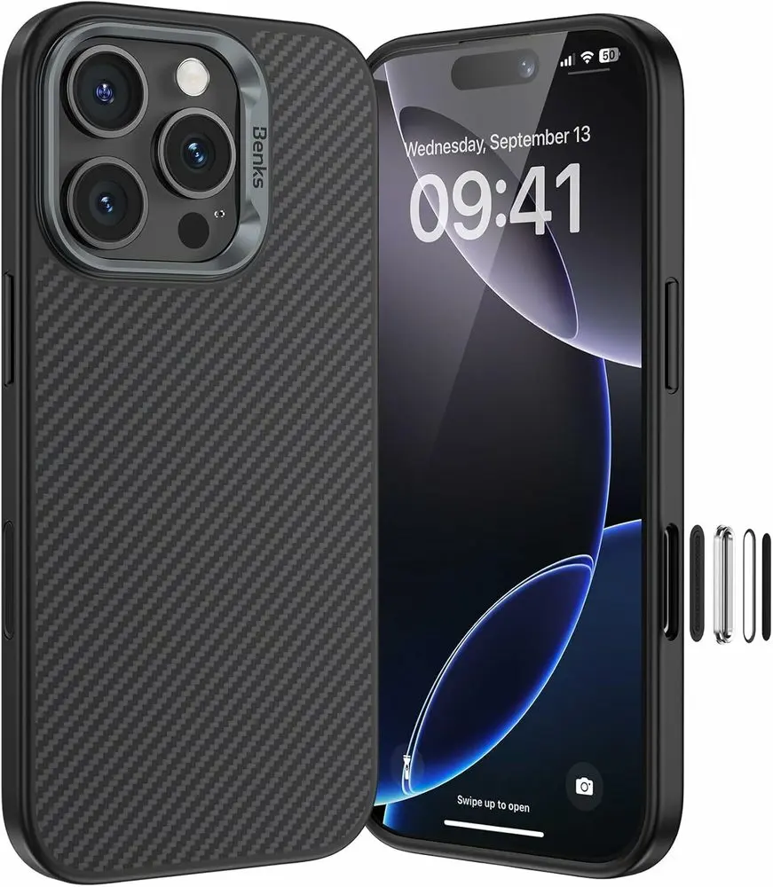 Zadní kryt Benks Magnetic Armor Pro Camera Control Kevlar Metal Frame 600D (D065) pro iPhone 16 Pro black