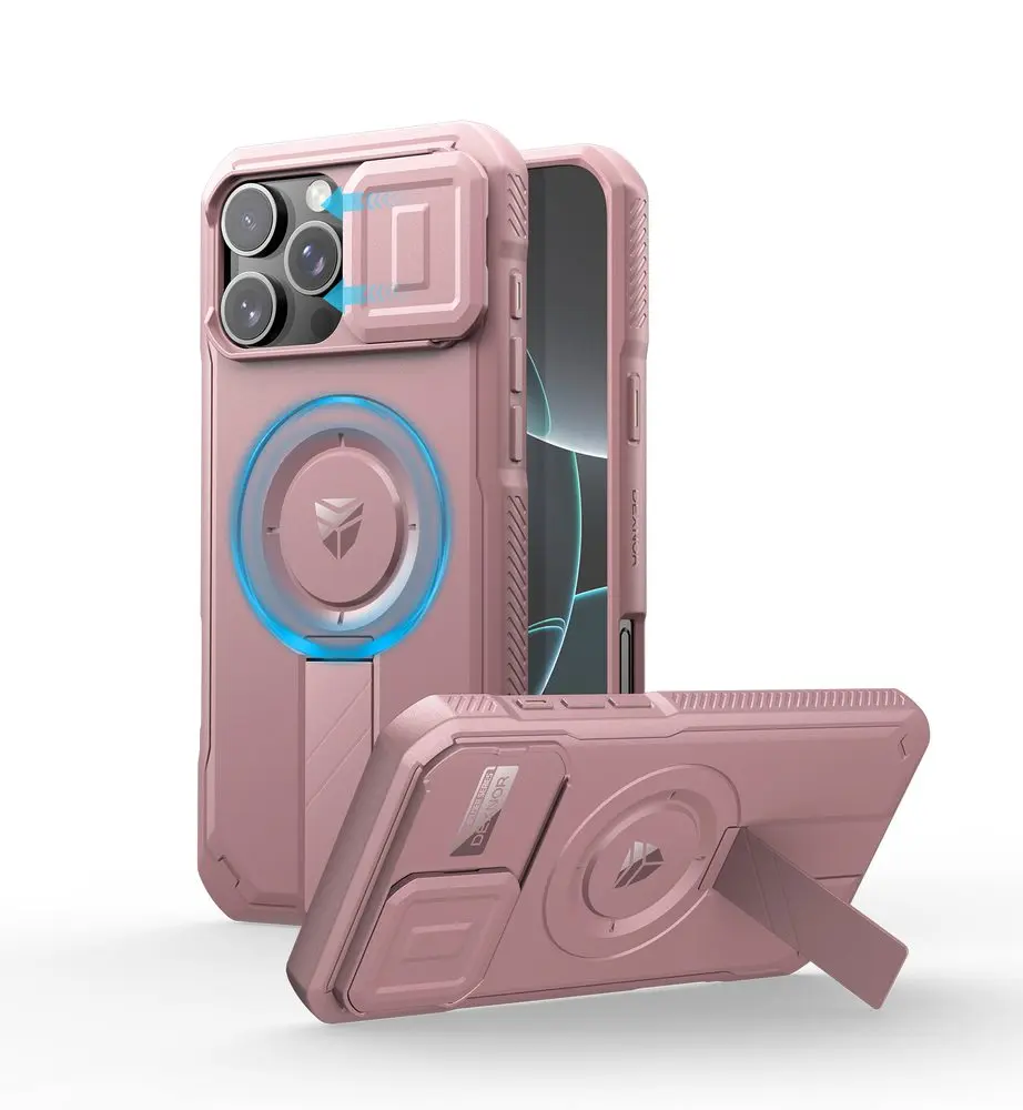 Dexnor MagSafe Kickstand Camprotector obal iPhone 16, růžový
