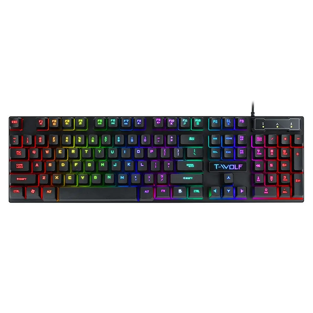 Herní klávesnice T-WOLF T20, RGB podsvícení, plnohodnotná, USB (EN layout)