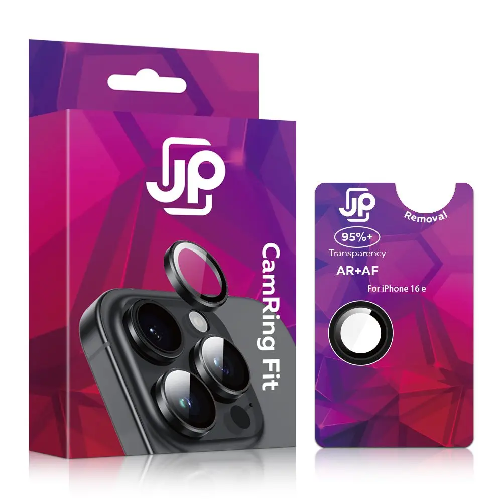JP Camring Fit, sklíčko pro čočku fotoaparátu, iPhone 16e / 17e, černé