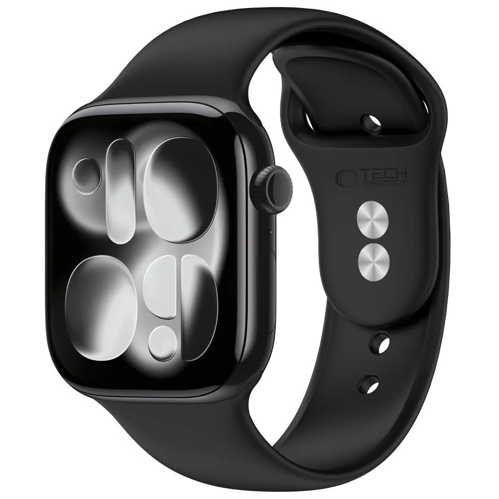Tech-Protect Silicone řemínek, Apple Watch 8 / 9 / 10 / 11 / 12 / SE / Ultra (44 / 45 / 46 / 49 mm), černý