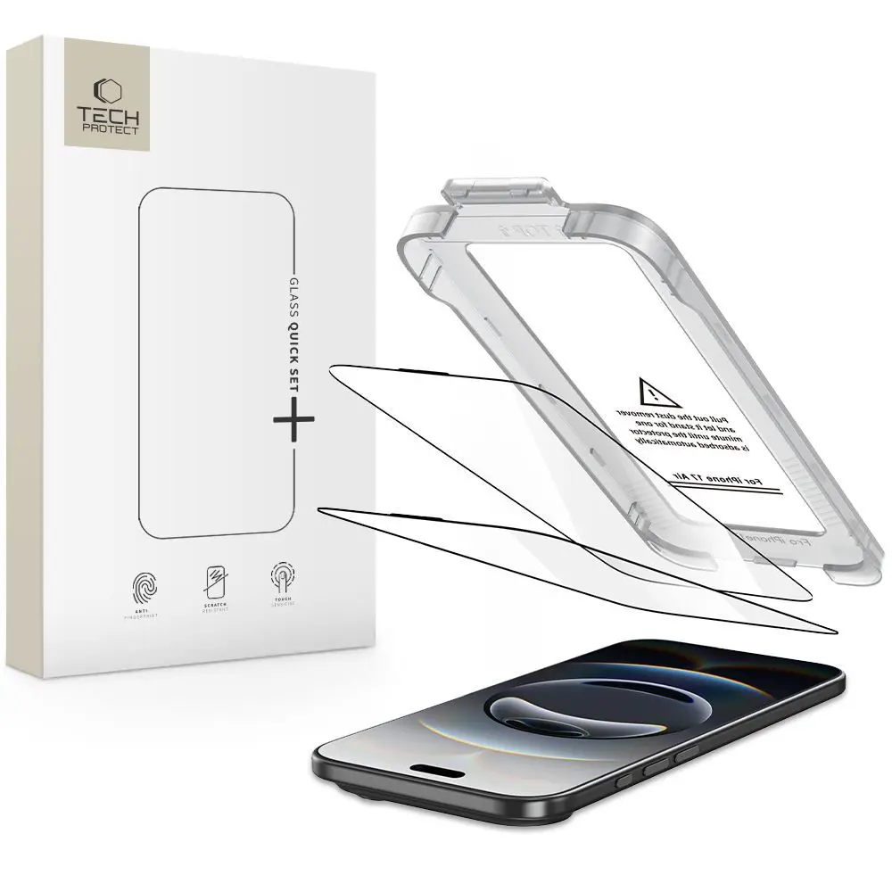 Tech-Protect Tvrzené sklo Quick Set+, iPhone Air, černé, 2 kusy
