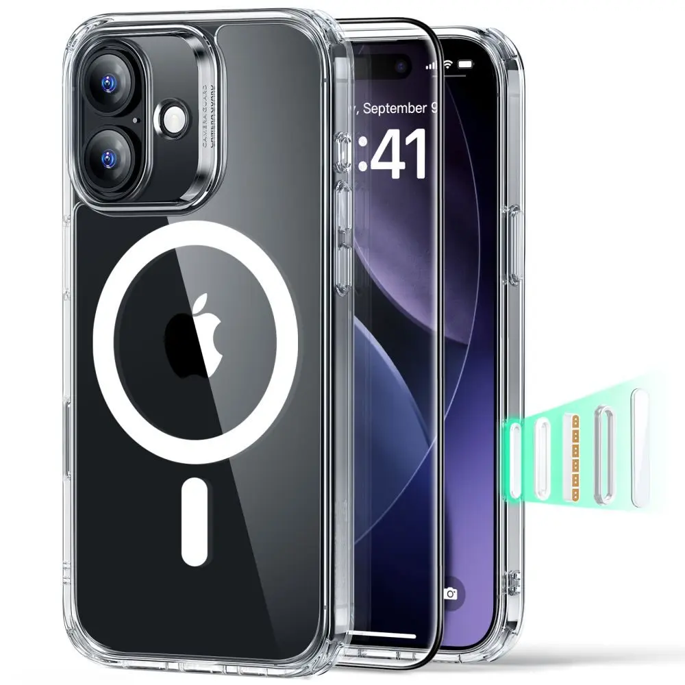 ESR Classic Hybrid HaloLock s ochranou displeje iPhone 17 průhledný