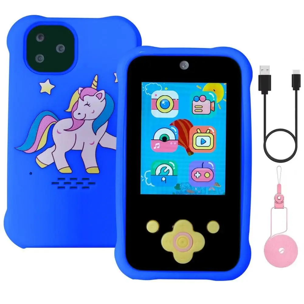 Chytrý telefon pro děti s d-padem, hrami, MP3, duálním fotoaparátem, modrý