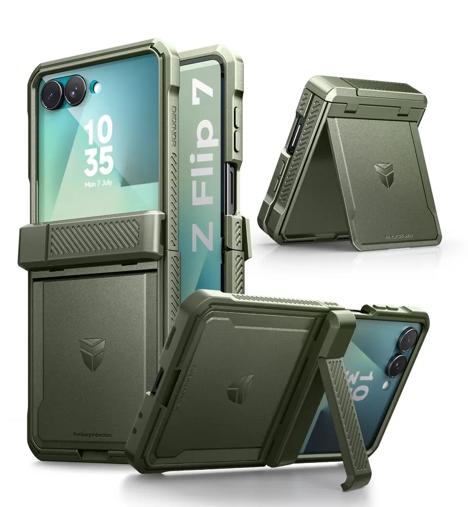 Dexnor 360 Kickstand obal Samsung Galaxy Z Flip 7, zelený