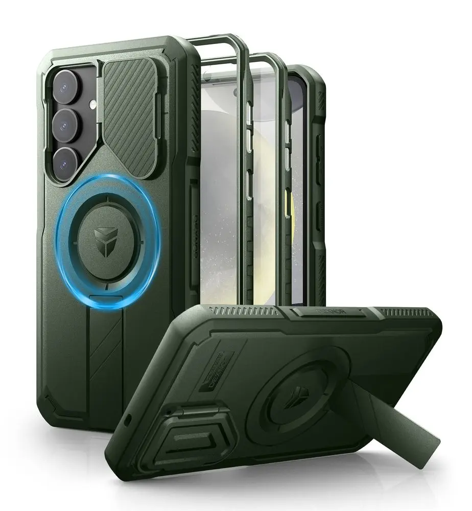 Dexnor MagSafe 360 Kickstand Camprotector obal Samsung Galaxy S25 Plus, zelený