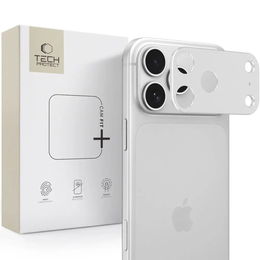 Tech-Protect Camalloy Fit+, ochranný kryt fotoaparátu, iPhone 18 Pro, stříbrný