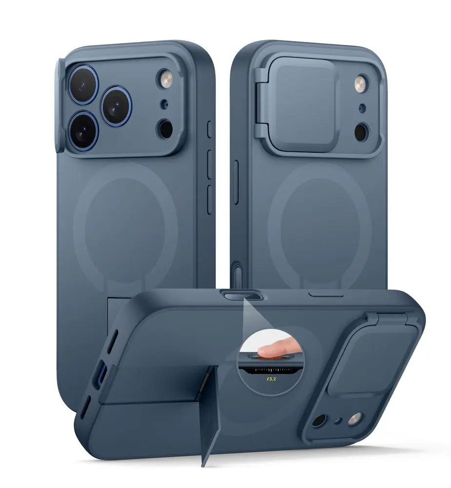 Suritch MagSafe Kickstand Camprotector obal iPhone 17 Pro / 18 Pro, modrý
