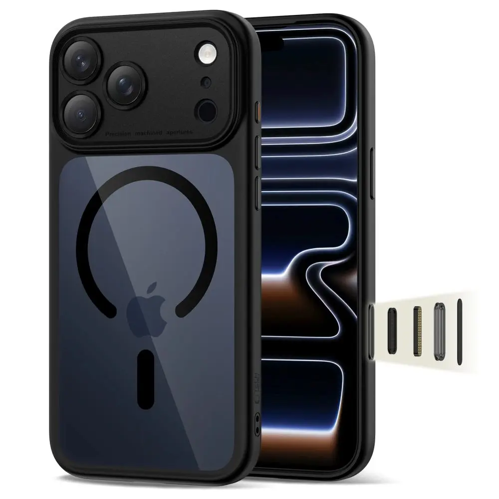 Tech-Protect MagPeak MagSafe CC, iPhone 17 Pro, černý / průhledný