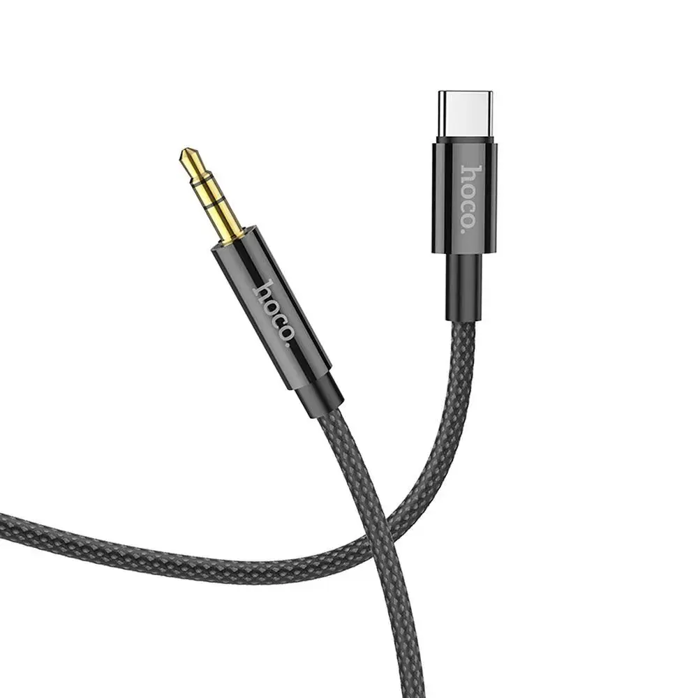 Hoco UPA19 kabel USB-C - AUX Jack 3,5 mm, 1 m, černý