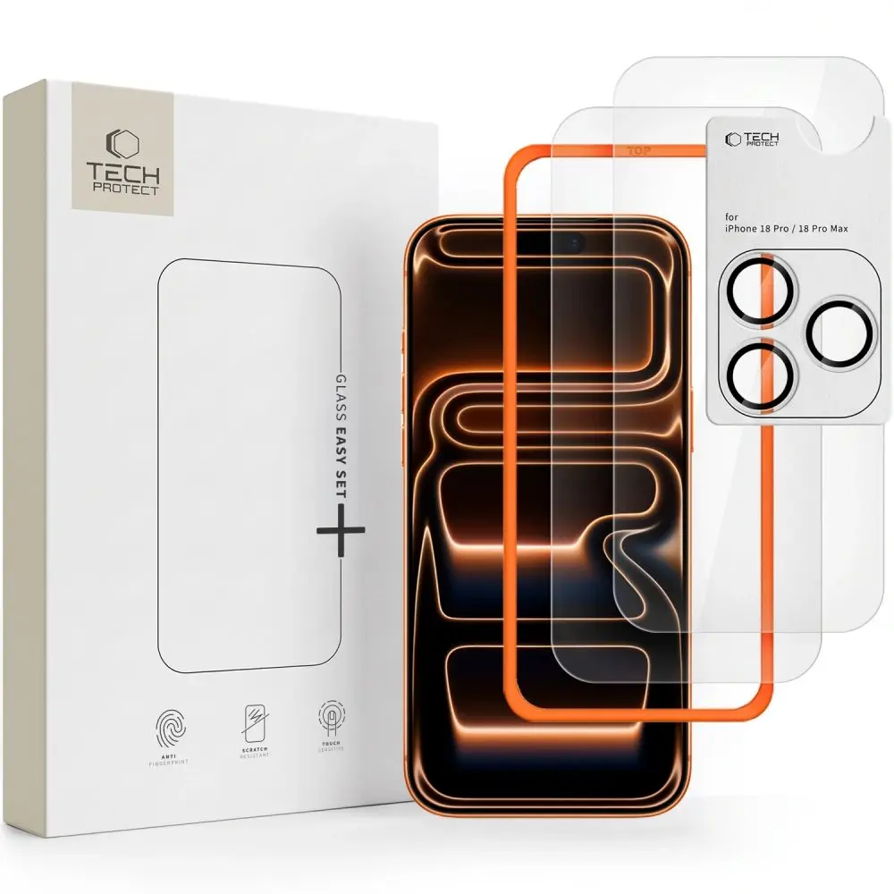 Tech-Protect Easy Set+, 2 tvrzené skla + sklo na čočku, iPhone 18 Pro