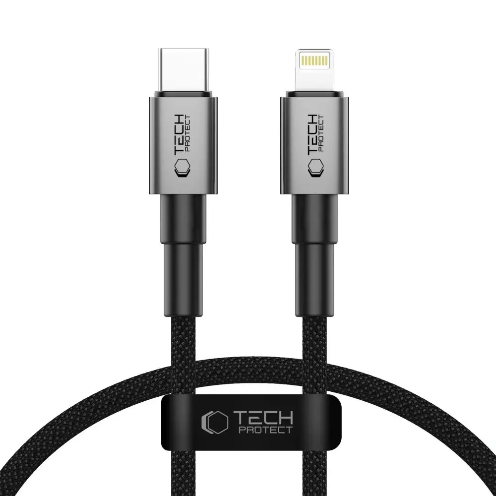 Tech-Protect UltraBoost DNA kabel Lightning, PD27W/3A, 0,25m, šedý