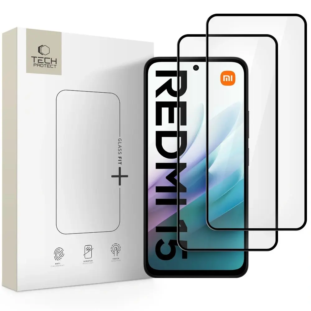 Tech-Protect Tvrzené sklo Fit+ Xiaomi Redmi 15 4G / 5G, černé, 2 kusy