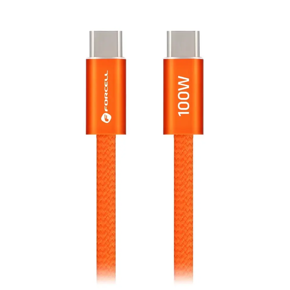 Forcell F-Energy kabel USB-C - USB-C, QC4.0, PD, 5A, 100W, 1,2 m, oranžový