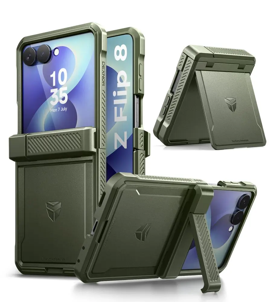 Dexnor 360 Kickstand obal Samsung Galaxy Z Flip 8, zelený