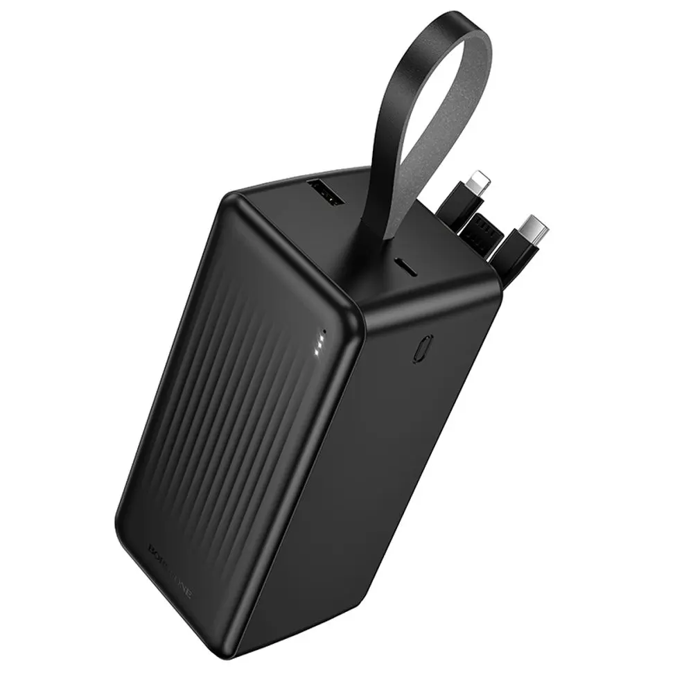 Borofone Powerbanka BJ79C 50 000 mAh, USB-A + kabely USB-C a Lightning, černá