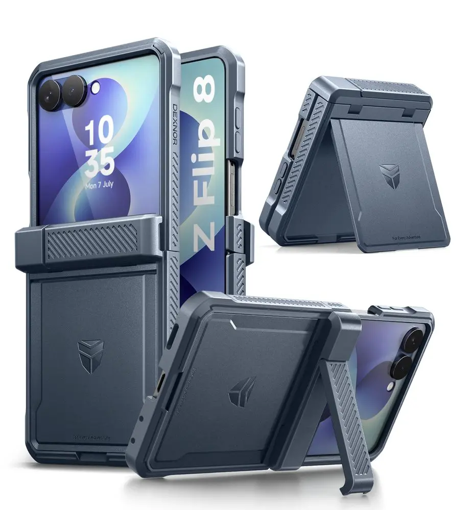 Dexnor 360 Kickstand obal Samsung Galaxy Z Flip 8, modrý