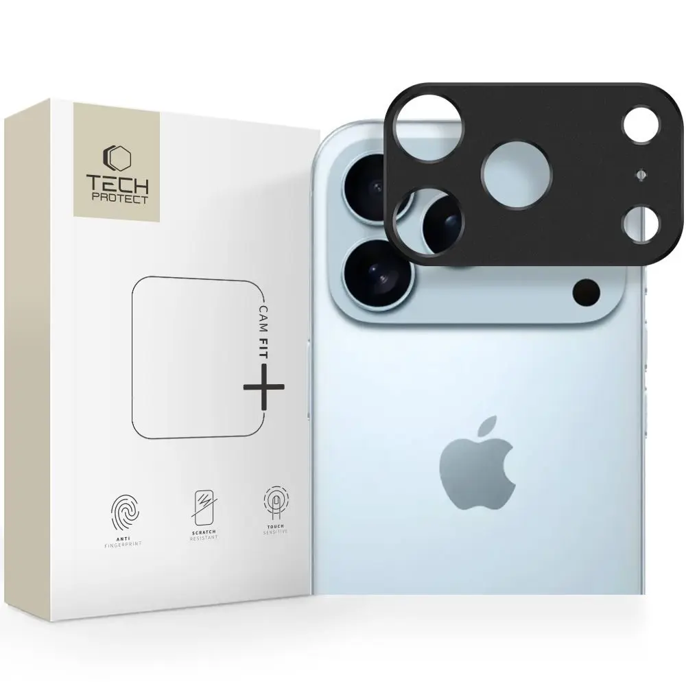 Tech-Protect Camalloy Fit+, ochranný kryt fotoaparátu, iPhone 17 Pro Max, černý