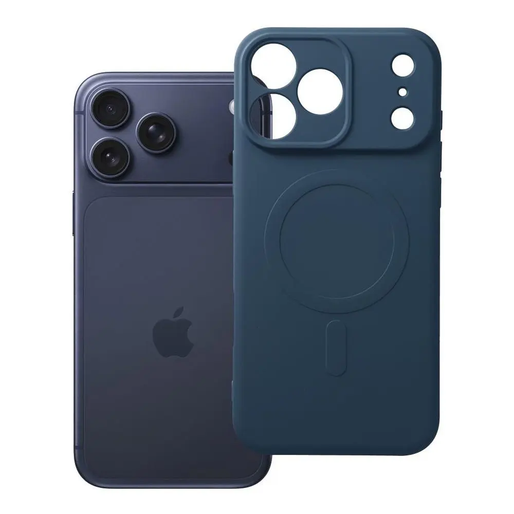 Obal Silicone Mag Cover s ochranou fotoaparátu, iPhone 17 Pro Max / 18 Pro Max, modrý