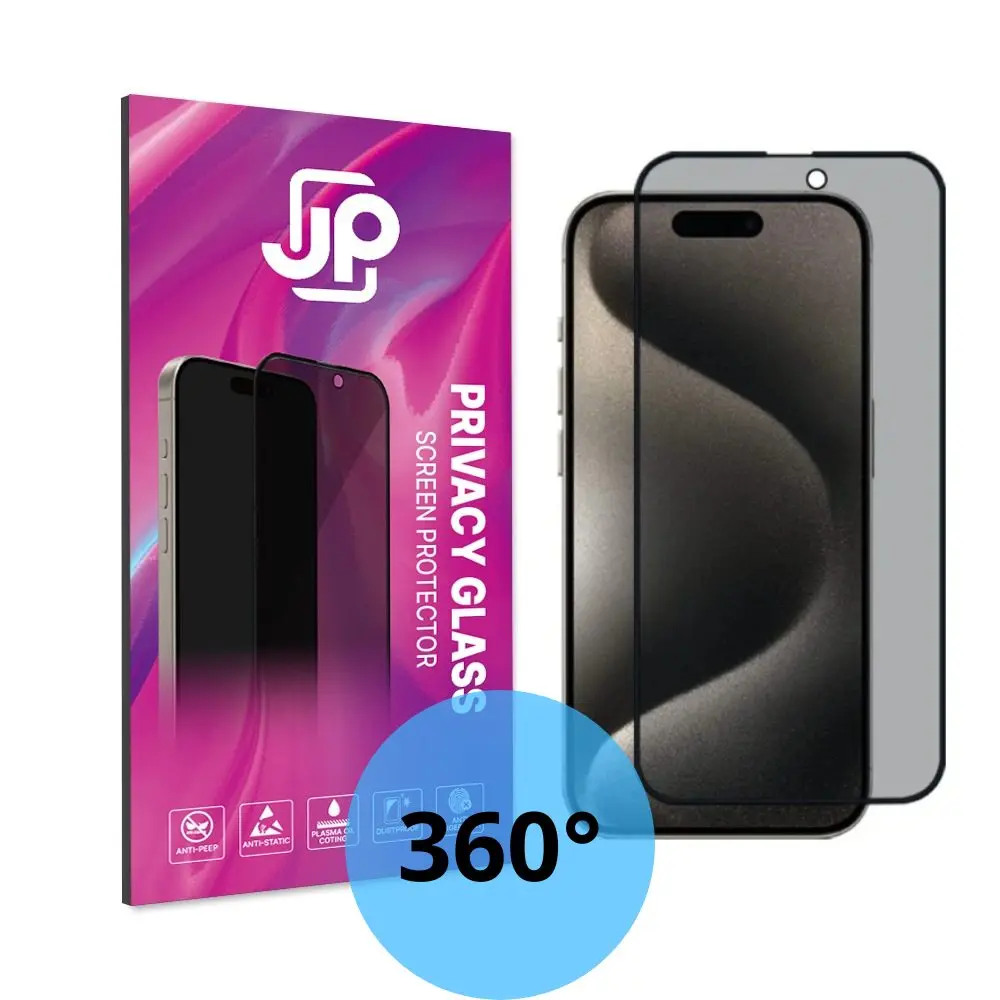 JP 4-Way Privacy 360° Tvrzené sklo, iPhone 17 Pro Max, černé
